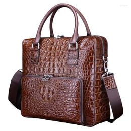 Briefcases Genuine Leather Men's Single Shoulder Office Briefcase High Quality Business Messenger Handbag Luxury Crossbody Laptop Bags