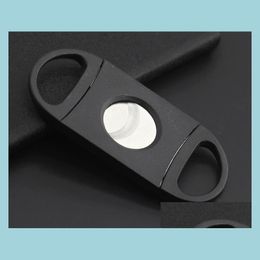 Cigar Accessories Pocket Plastic Stainless Steel Double Blades Cutter Knife Scissors Tobacco Black New Wholesale Drop Delivery Home Dh8Mi