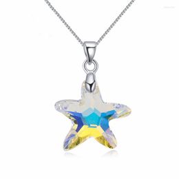 Pendant Necklaces Starfish Necklace Silver Colour Chain Collares Original Crystals From Austria For Women Jewellery