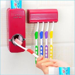 Toothbrush Holders Matic Tootaste Dispenser Holder Storage Organiser Wall Mount Rack Family Bathroom Accessory Drop Delivery Home Ga Dh2Hy