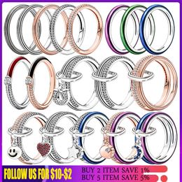 925 Серебряные женщины подходят кольцо Pandora Original Heart Crown Fashion Ring