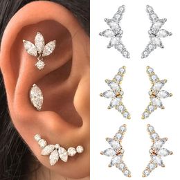 Stud Earrings Unique Design 18K Gold Filled Cubic Zircon CZ For Women Engagement Wedding Big Earings Fashion Gift JewelryStud