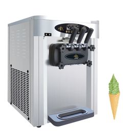Commercial Desktop Soft Serve Ice Cream Machine Stainless Steel Ice Cream Maker With LCD Panel Three Flavors Gelato Making Machine 1800W