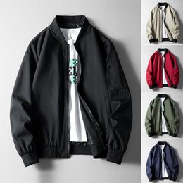 Men's Jackets Spring Autumn Men's Bomber Outwear Slim Fit Solid Color Coat Fashion Man Streetwear Baseball Jacket Clothing Casual Top