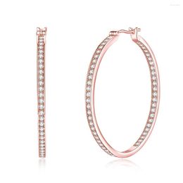 Hoop Earrings Trendy 925 Sterling Silver D Colour Moissanite Diamonds Gemstone For Women Rose Gold Plated Fine Jewellery Gift