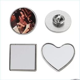 Party Favour Sublimation Blank Pins Diy Button Badge Thermal Heat Transfer Sliver Blanks For Craft Making Metal Gift Lapel Pin Drop D Dhwsc