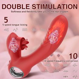 New Clitoral Tongue Licking g Spot Vibrator Realistic Dildo Clitoralis Nipple Stimulator Adult Sex Toys for Women Female Masturbator 230316