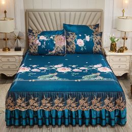 Bed Skirt Luxury lace smooth cool summer bed thick home beddingpillowcase bedding European style bedding 230330