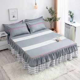 Bed Skirt 3 Pieces Bedding with Pillow Cover Single Bed Mattress Cover Printed Textile Bed Sheet Four Corners Elastic Four Seasons 230330