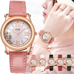 Wristwatches Fashion Rhinestone Women Watches Ladies Rose Gold Leather Strap Wrist Female Quartz Clock Zegarek Damski