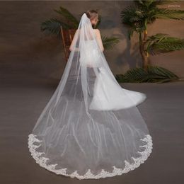 Bridal Veils NZUK Long Cathedral Wedding Lace Edge Veil With Comb Accessories Bride Mantilla