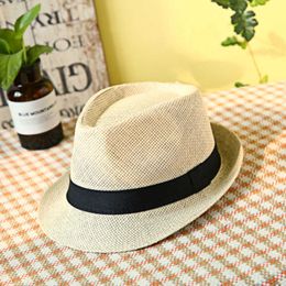 HBP Wide Brim Hats Men's Simple Linen Breathable Refreshing Summer Travel Sunscreen Sun Ribbon Decoration Foldable Straw Hat F58 P230327