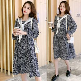 Maternity Dresses 9512# Dress Spring Autumn Chiffon Long Sleeve Loose Stylish Floral For Pregnant Women Mom