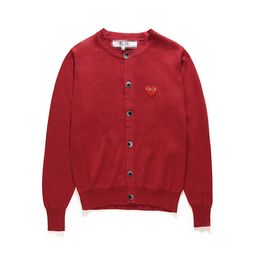 Designer Men's Sweaters CDG Play Com Des Garcons Red Hearts Women's Sweater Button Wool Red CrewNeck Cardigan Size S