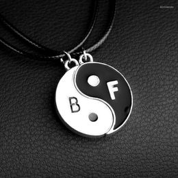 Pendant Necklaces BFF YinYang Taiji Magnet Pendants For 2 Friends Forever Taichi Jewellery Bagua Splice Choker Enamel Collar