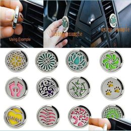 Essential Oils Diffusers 30Mm Car Per Clip Home Oil Diffuser For Locket Stainless Steel Air Freshener Conditioning Vent Drop Deliver Dhyle