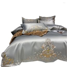 Bedding Sets Embroidery Four-Piece Set All Cotton Pure High-End Elegant Quilt Cover Bed Sheet Silk