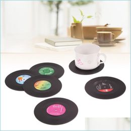 Mats Pads 6 Pcs/ Set Home Table Cup Mat Creative Decor Coffee Drink Placemat For Spinning Retro Vinyl Cd Record Drinks Coasters Dr Dhyjd