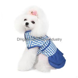 Dog Apparel Luxury Designer Pet Chinese Style Spring And Summer Cheongsam Skirt T Shirt Teddy Cat Two Legs Wear For Middle Small Dog Dhan7