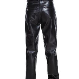 Men's Jeans Men Genuine Leather Pants Midrised Spring Autumn Winter Warm Pockets Casual Straight Zipper Full Length 230330