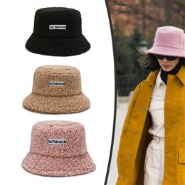 Sun Hats Caps BP Winter Wide Unisex Brim Fluffy Bucket at Lamb Wool Warm Faux Fur Fisherman Cap Women Girls Thicken Plush Panama ats Outdoor 222 P3 Woman Man