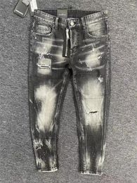 Men's Jeans 2023 Fashion Brand Women's Washing Worn Out Torn Paint Locomotive 503