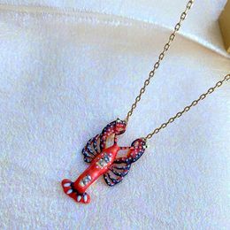 Pendant Necklaces Cute Lobster With Enamel Palinuridae Necklace