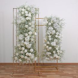 Decorative Flowers Luxury Baby Breath Gypsophila Rose Flower Row Arrangement Wedding Backdrop Decor Artificial Floral Party Events Window