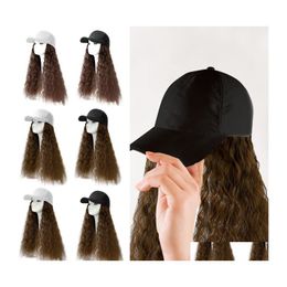 Other Event Party Supplies Baseball Cap Hair Wave Curly Hairstyle Adjustable Wig Hat Attached Long High Temperature Silk Headwear Dhcwm