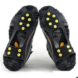 Other Household Sundries Ice Snow Grips Cleat Over Shoes 10 Steel Studs Cleats Boot Rubber Spikes Antislip Ski Gripper Climbing Foot Dhjzy