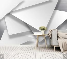 Wallpapers 3D Abstract Geometric White Wallpaper Mural Art Wall Decals HD Printed Po Paper Rolls Papel De Parede Murals