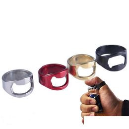 Openers Versatile Stainless Steel Colorf Finger Ring Ringshape Beer Bottle Opener 22Mm Kitchen Bar Tools Drop Delivery Home Garden Di Dh9Di