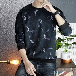 Men's T Shirts Round Neck Long-sleeved Thin Section 2023 Spring Slim Floral Wild Casual Men