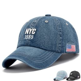 Summer USA Flag Baseball Hat Fashion Sports Adjustable Hip Hop Dad Hat NYC Letter Embroidery Denim Washed Casual Hat Gorras HCS281