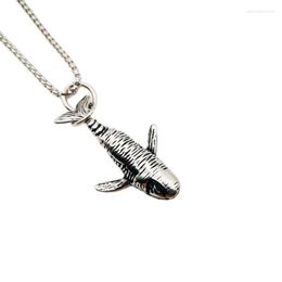 Pendant Necklaces 2023 SS Vintage Silver Color Rotten Whale Necklace Stainless Steel Fashion Mens Cool Ocean Sea Animal