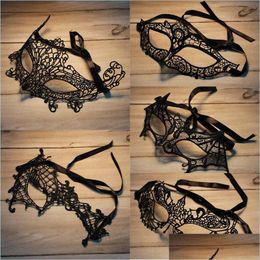 Party Masks Black Y Lace Masquerade Mask For Carnival Halloween Half Face Ball Festive Supplies Drop Delivery Home Garden Dhfjd