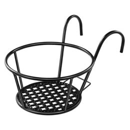 Garden Supplies Other Yardwe Hanging Succulent Planter Flowerpot Holder Iron Metal Stand For Balcony Window Porch 22x18x16.5cm (Black)