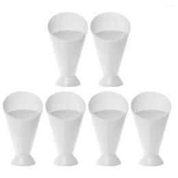 Bowls 6 Pcs Paper Boats Cup Holder Car Tasting Spoon White Serving Tray French Fries Salad Sauce Snack