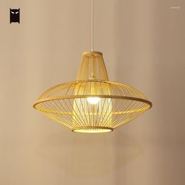 Pendant Lamps Bamboo Wicker Rattan Light Fixture Chinese Meditation Nordic Postmoderne Pendente Vintage Lamp Tatami Dining Table Room