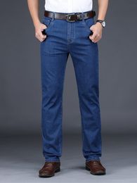 Men's Jeans 2023 Classic Style Black Blue Regular Fit Business Casual Stretch Denim Pants Male Brand Trousers 230330