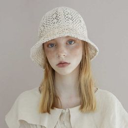 Wide Brim Hats Korean Designer Women's Hat Summer Thin Retro Shade Le Fisherman Caps Breathable Sun Protection Bucket Hats P230327