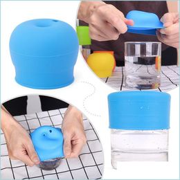 Drinkware Lid Sile Leakproof Lids For Baby Kids Water Milk Cups With St Hole Drinking Stretchable Drop Delivery Home Garden Kitchen Dhrnq