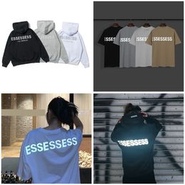 Designer essentail hoodie with reflective loose hoodies women mens Fashion essent t shirt Streetwear essen sweatshirts Tops Clothing essenteil Hoodie Hip Hop