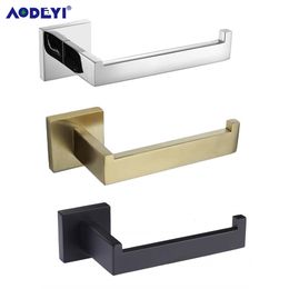 Toilet Paper Holders Matte black toilet paper holder Wall mounted paper towel roll holder 304 stainless steel bathroom accessories Brush gold 230329