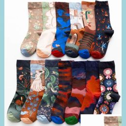 Gaiters Long Sock Women Socks Cotton Cartoon Print Creative Fashion Personalized Novelty Winter Warm Comfortable Drop Delivery Shoes Dhwxs