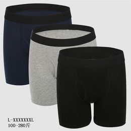 Underwear Men's Brand 3-piece Long Boxer Men's Boxing Shorts Men's Underwear Cotton Boxing Shirt Plus Size 7xl 230330