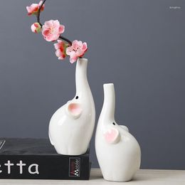 Vases Nordic Ins Elephant Ceramics Flower Pot Animal Sculpture Living Room Table Arrangement Home Decoration Accessories