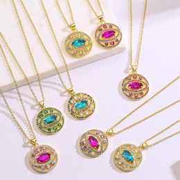 Pendant Necklaces Mafisar Fashion Delicate Gold Plated Colourful Zircon Devil's Eye Necklace High Quality Luxurious Jewellery For Woman