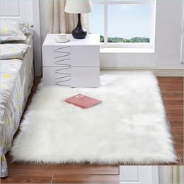 Carpets Imitation Wool Floor Mat Plush Soft Sheepskin Bedroom Shaggy Carpet Rug Bedside Sofa Cushion Faux Fur Drop Delivery Home Gar Dh8Ku