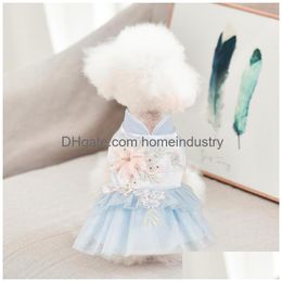 Dog Apparel French Luxury Designer Pet Chinese Chihuahua Cute Princess Style Teddy Cat Two Legs Wear For Middle Small Dogs Clothes D Dhsdf